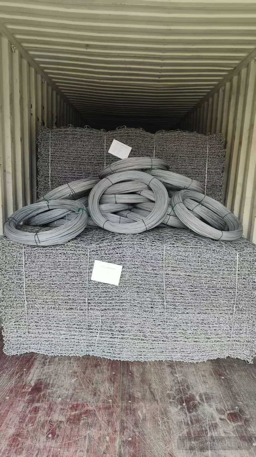 Galfan PVC coated gabion mesh container loading for Ghana