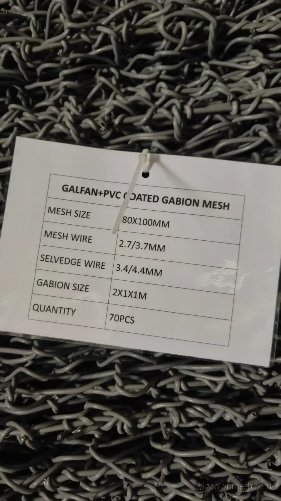 Galfan PVC coated gabion mesh shipment label for Ghana